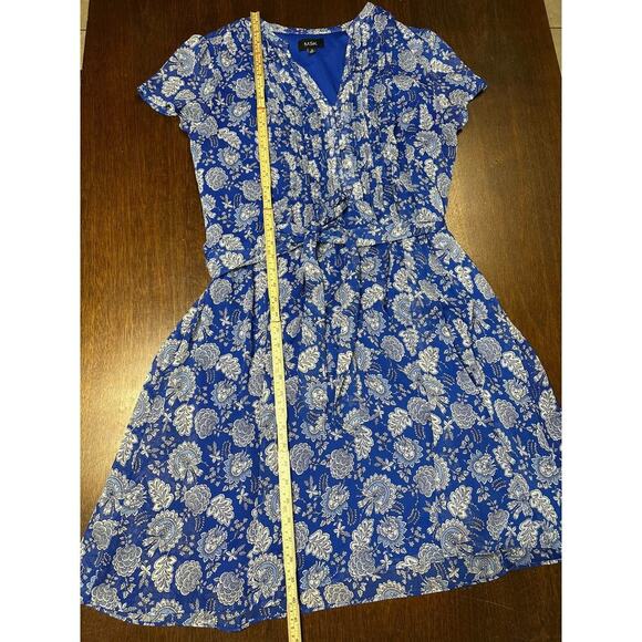 Cottage Core MSK Dress Women's 18 Floral Ruffled Faux Wrap Tie Waist Sheer Lined - Picture 5 of 12